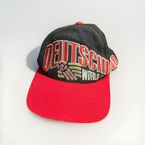 Vintage Germany Hat Cap Snap Back World Cup USA 94 Soccer Football Black Red 90s